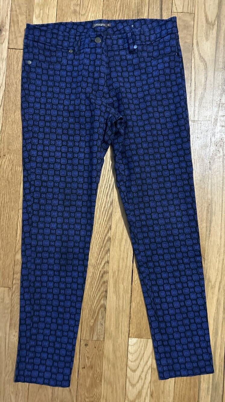 Women’s J.McLAUGHLIN Black/Blue Graphic Skinny Pants Size 6 *A9